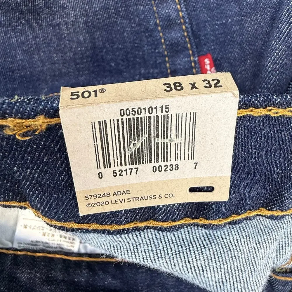 Levi's 501XX Men's 38x32 Dark Blue Button Fly Straight Leg Classic Dad Jeans NWT